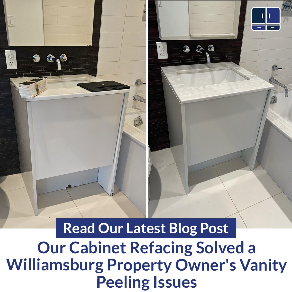 Our Cabinet Refacing Solved a Williamsburg Property Owner's Vanity Peeling Issues